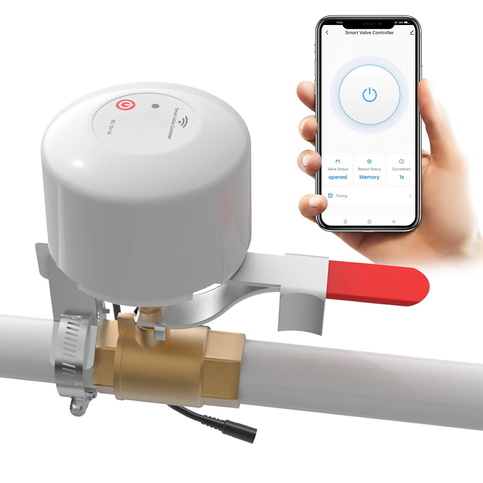 Wifi Smart Water Valve Shut Off Tool Automatic Remote Control On And Off Electric Gas Shutoff Valve Main Compatible With Alexa